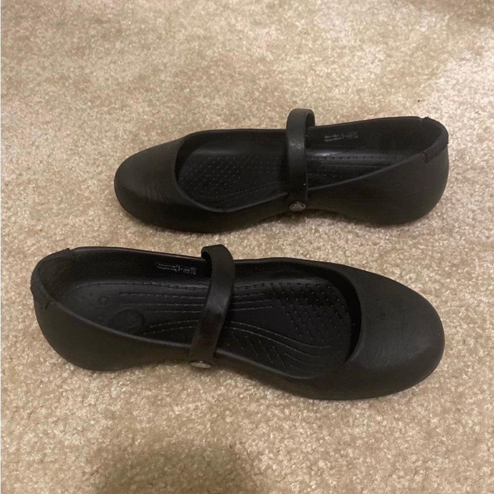 CROCS Black Mary Jane Ballet Flats with Strap